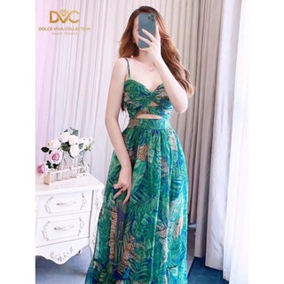 Maxi 2 dây đi biển nơ ngực có mút cưc xinh