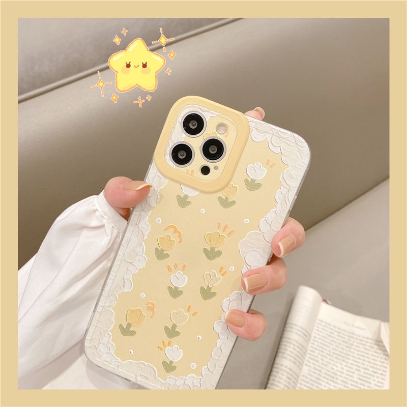 Ốp điện thoại trong suốt họa tiết hoa thích hợp cho iPhone 11 12 13 Pro Max Plus 7 8