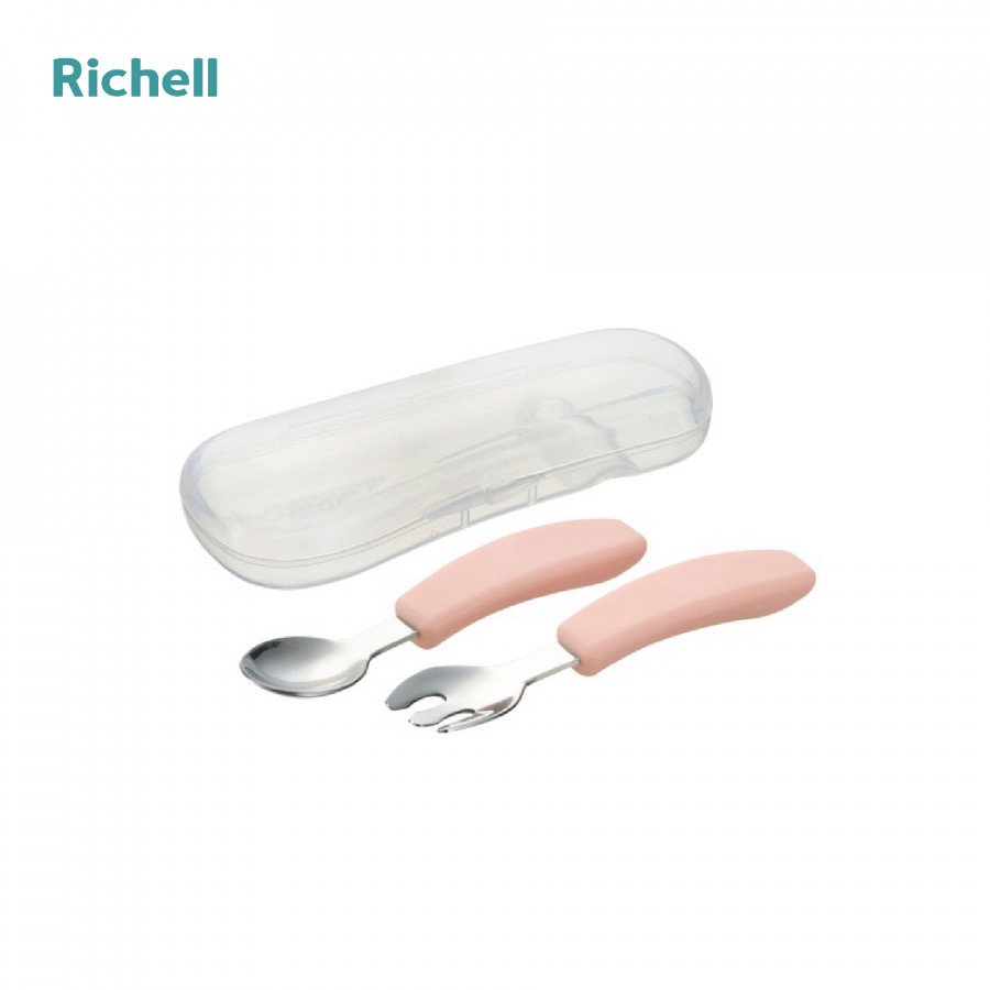 [Chính hãng] Bộ muỗng nĩa inox T.L.I kèm hộp Richell 20179, 20180, 20181
