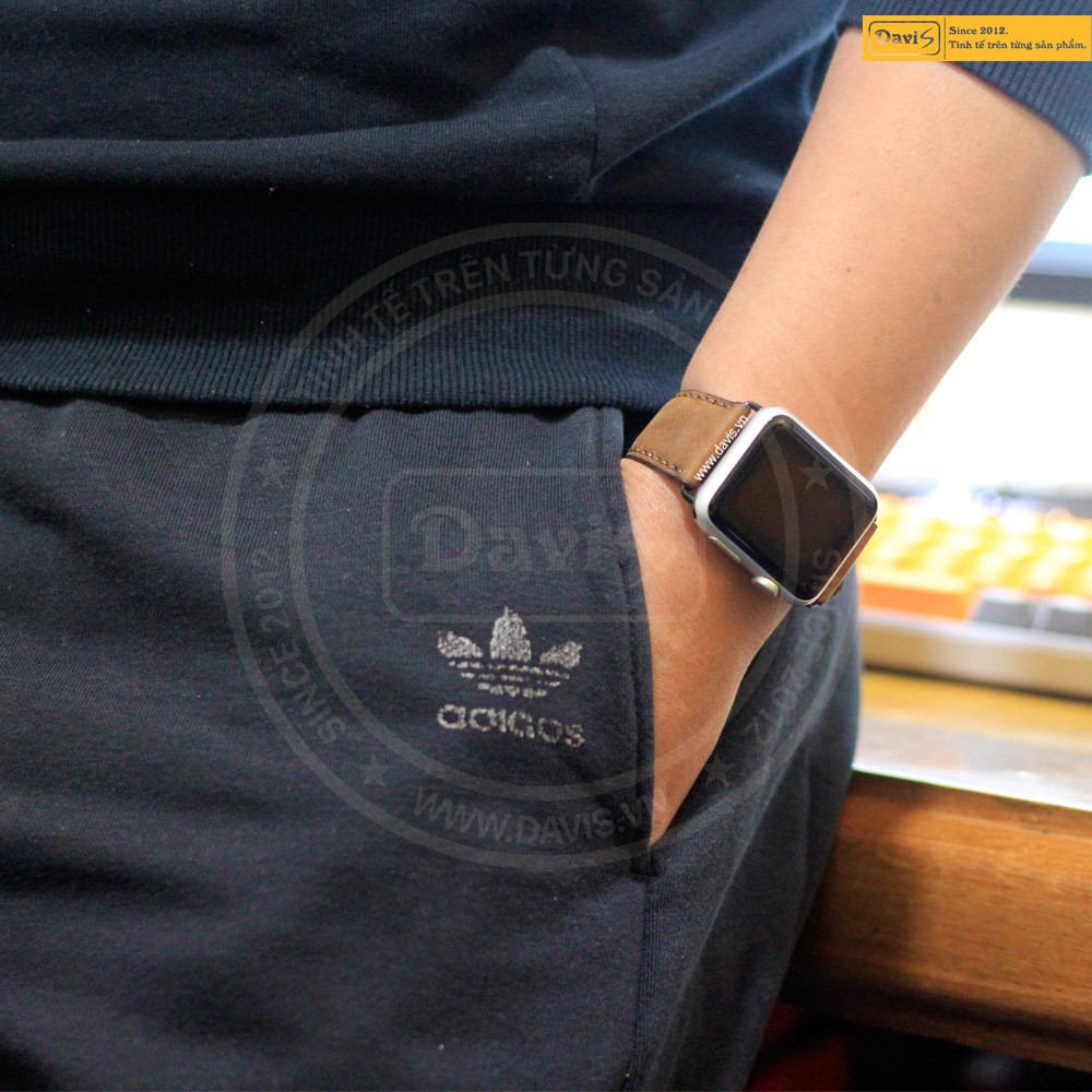 Dây da đồng hồ Apple Watch làm hoàn toàn từ da bò thật, khâu thủ công tạo nên đẳng cấp, thương hiệu Davis