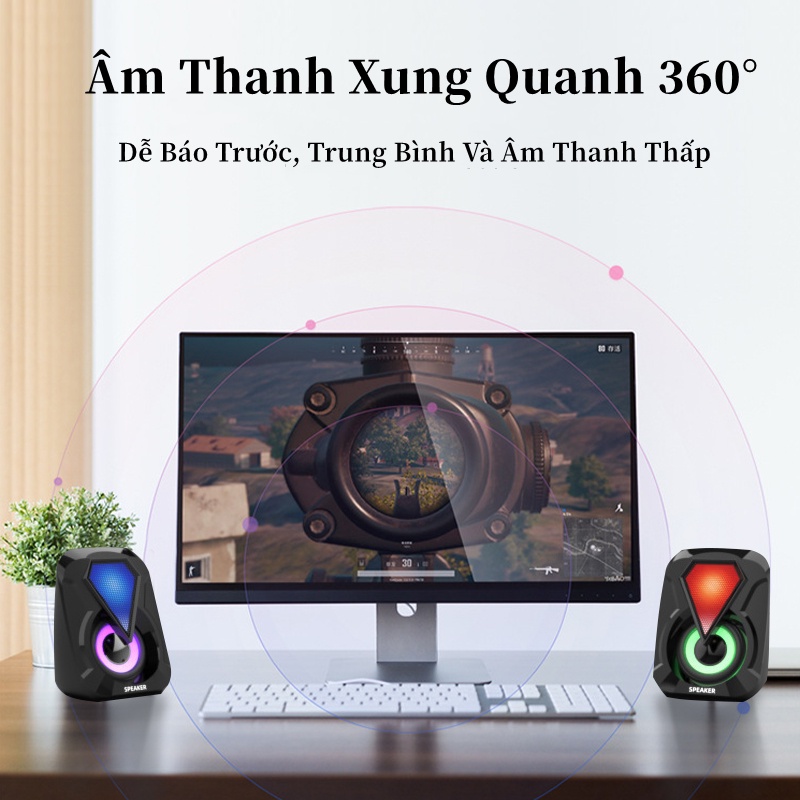 Loa Máy Tính, Âm Thanh RGB, Loa máy tính vi tính mini laptop LED để bàn bass Mẫu1053/1046  siêu trầm  Chính Hãng