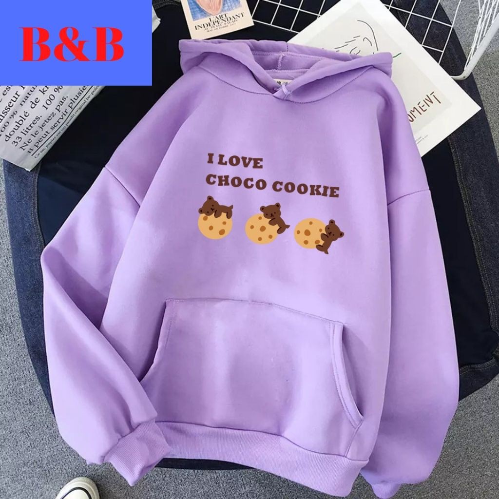 Áo Khoác Hoodie Nỉ Unisex I Love Choco Cookie Form Rộng Nam Nữ Đủ Size Nhiều Màu