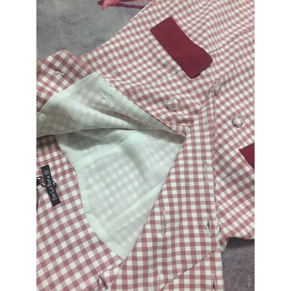 Pass Đầm caro đỏ 2 dây nút bọc hàng local brand xịn xò