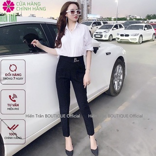 Quần baggy nữ công sở khoá sườn kèm khuyên BANANA