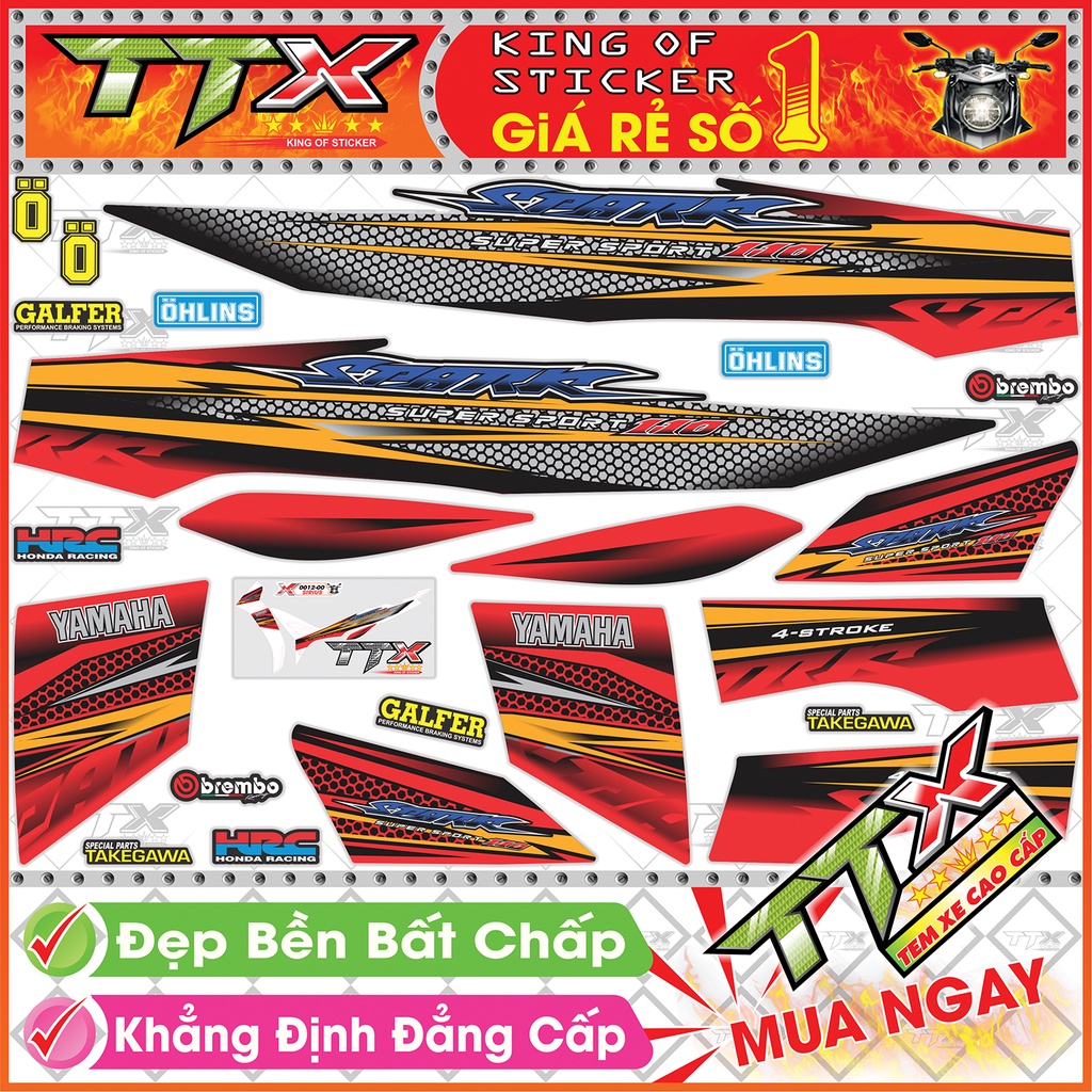 Tem Xe Spark Sirius 110 Đỏ Đen Tròn Tổ Ong - Tem Sirius Đen Đỏ Siêu Đẹp - Mẫu Team Sirius Đỏ Đen