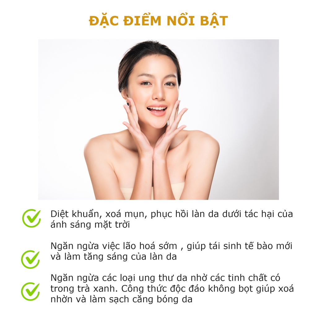 Sữa rửa mặt trà xanh A Cosmetics diệt khuẩn phục hồi làn da Green tea cleansing foam 125ml - Beauty at home