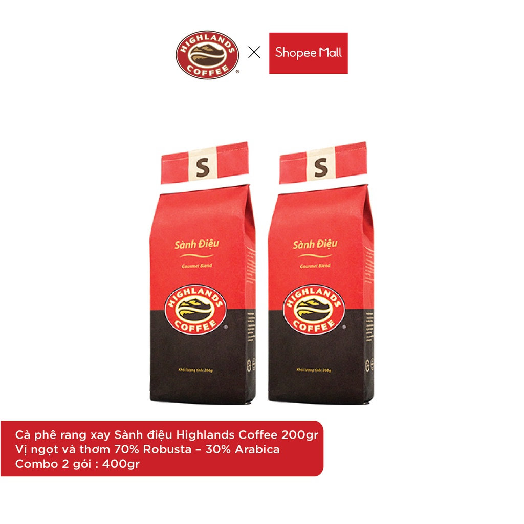 Combo 2 gói Cà phê rang xay Sành điệu Highlands Coffee 200g/gói