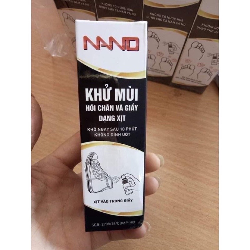 Khử mùi hôi chân và giày dạng xịt NANO khô ngay sau khi xịt 10 phút không dính ướt