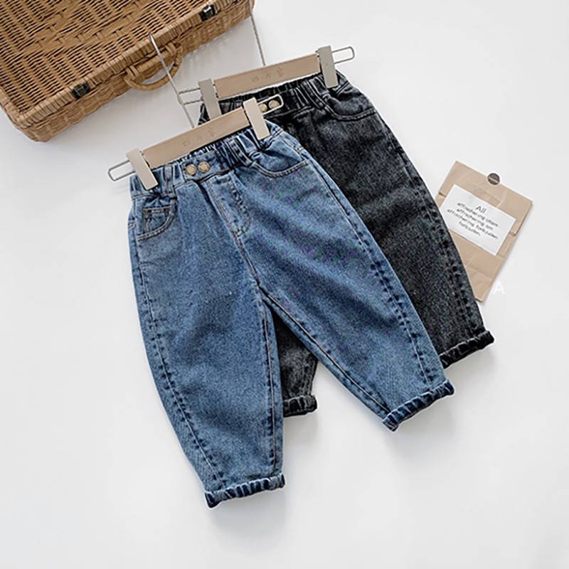 Quần Jean Baggy Co Giãn Style Hàn Quốc Cho Bé Trai Và Bé Gái Size 8-30kg