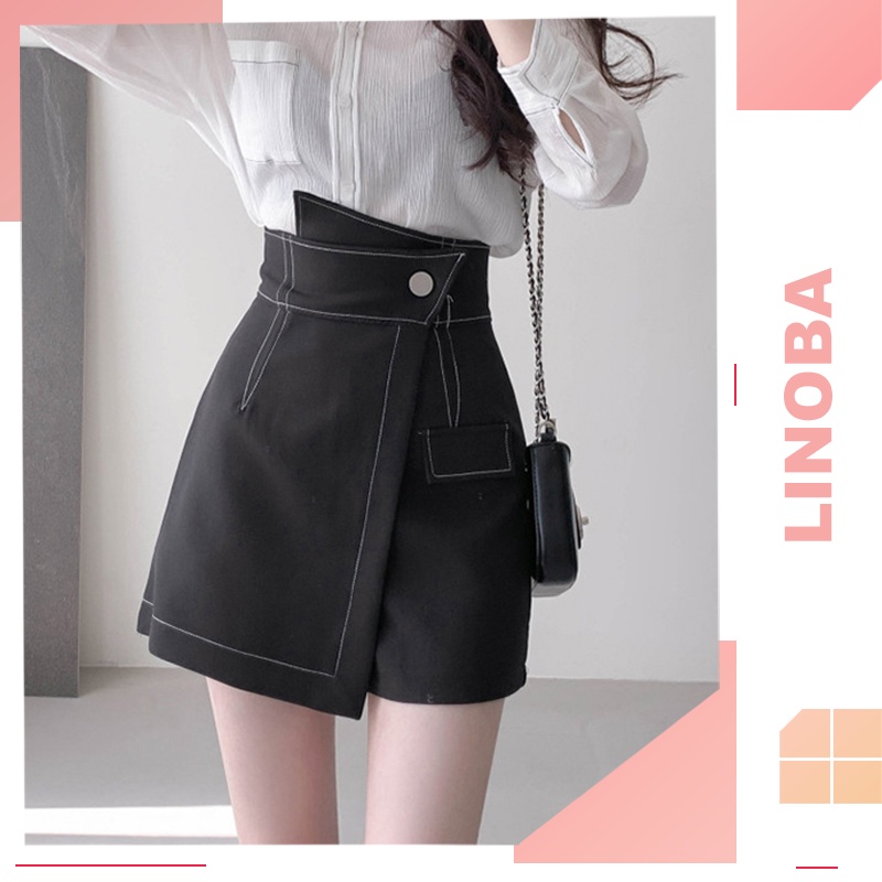 Chân váy chữ a ngắn LINOBA, Chân Váy Chữ A Công Sở có quần lót trong quần giả váy nữ năng động cá tính CV09