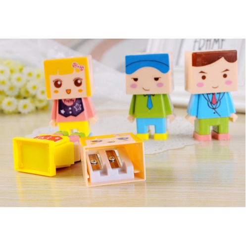 Gọt bút chì lego hình người gỗ Danbo dễ thương - chuốt chì 2 đầu tiện dụng E828