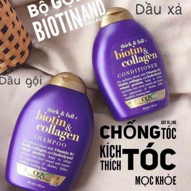 Dầu gội và xả chống rụng tóc Biotin & collagen 385ml