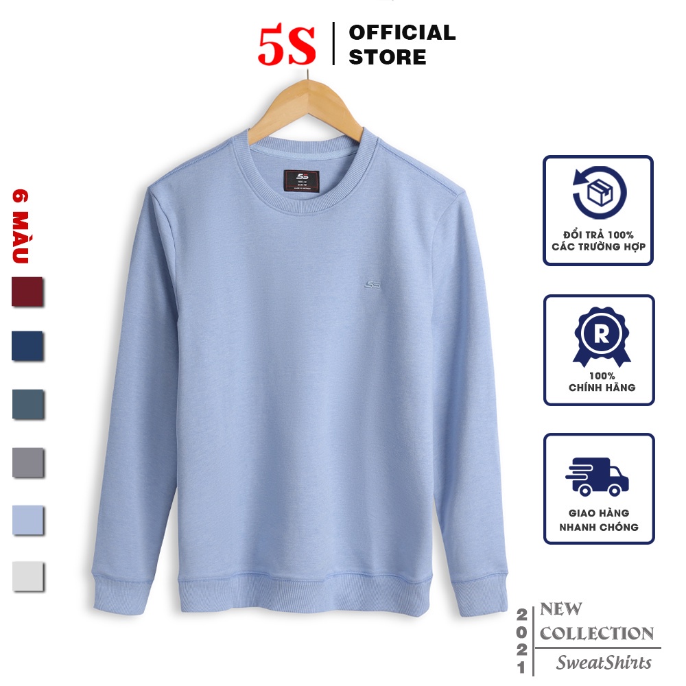 Áo Nỉ Nam 5S Cổ Tròn (6 màu), Chất Cotton Cao Cấp, Vải Trơn, Phom Ôm Trẻ Trung, Màu Sắc Cơ Bản Dễ Phối Đồ (ANI21013) - H