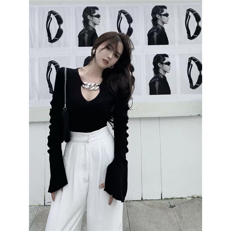 [ord] Áo len cổ xích tay loe