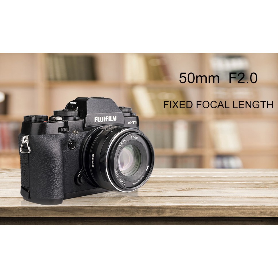 (CÓ SẴN) Ống kính Meike 50mm F2.0 - Lens chân dung dùng cho Fujifilm, Sony, Canon EOS M và M4/3