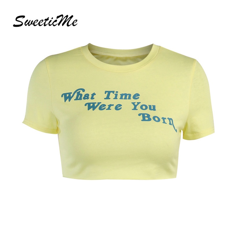 Áo Thun Sweeticme Tay Ngắn In Chữ Gợi Cảm 2021