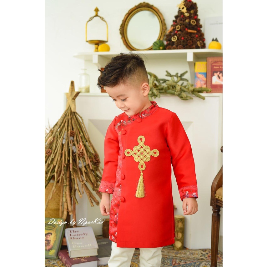 [Hàng chất] Áo dài tết bé trai gấm cao cấp khánh siêu sang, siêu đẹp- Xuân Nhâm Dần 2022