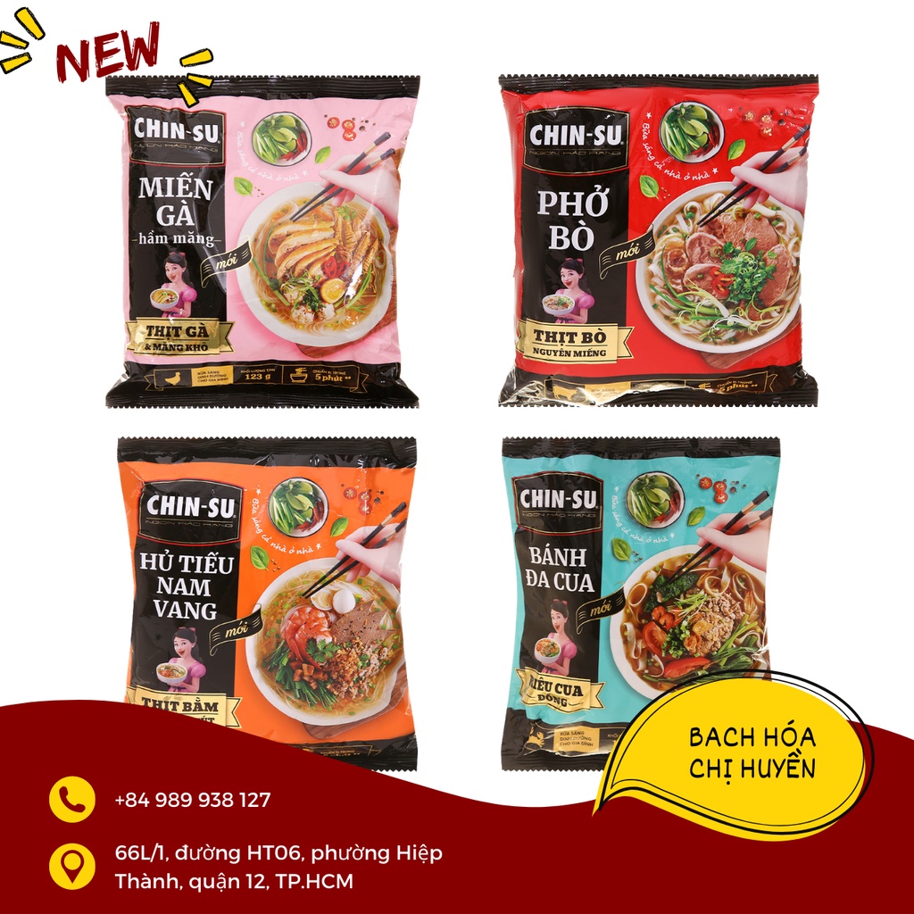 Combo 5 gói Phở bò / Hủ tiếu Nam Vang / Miến gà / Bánh đa cua Thịt Thật