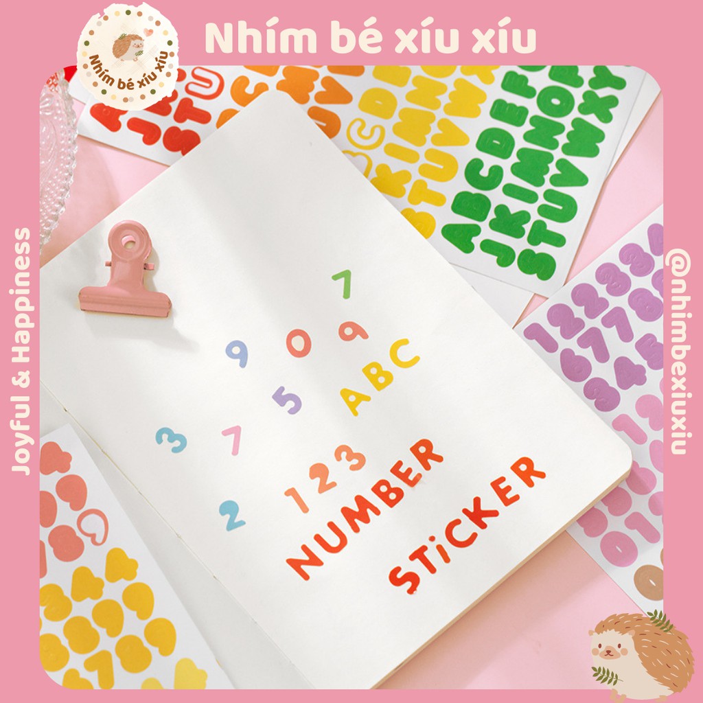 2 tấm sticker chữ cái/số đếm colorful letter nhiều màu sắc infeel.me VT02