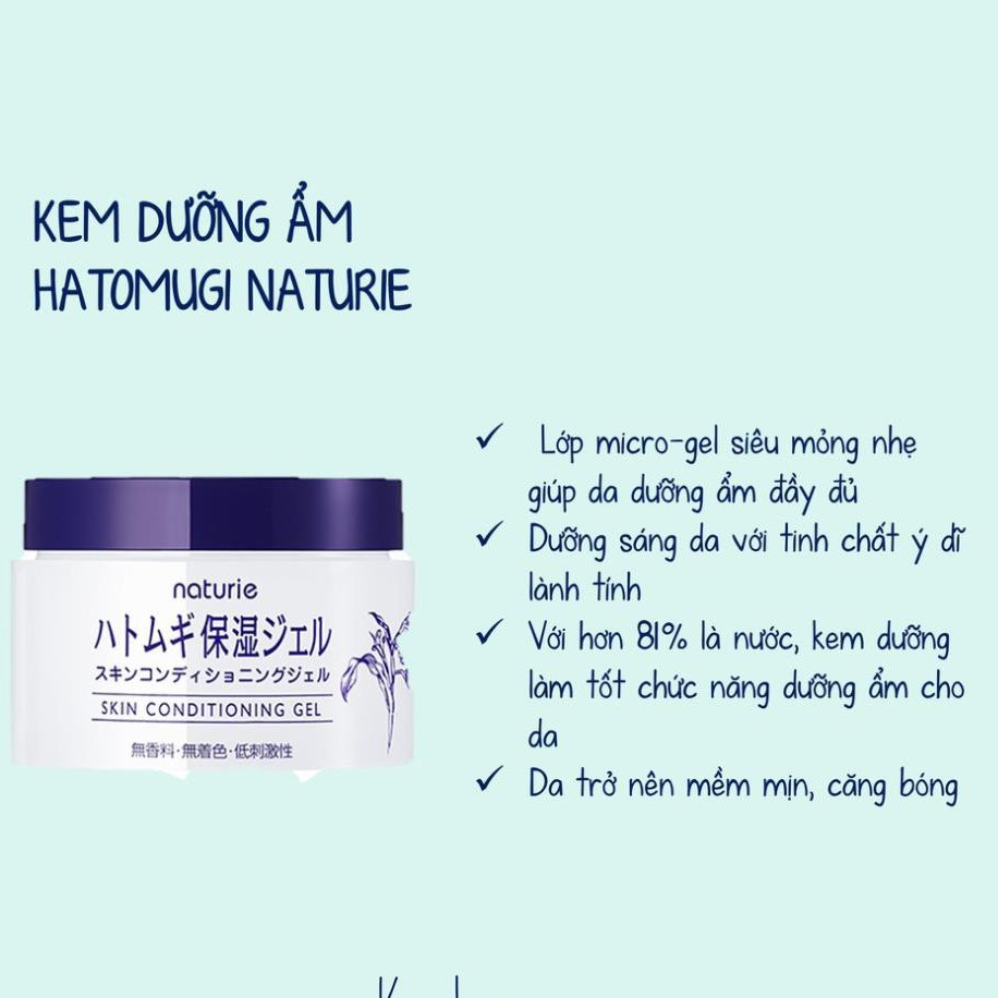 Gel Dưỡng Ẩm Da Hạt Ý Dĩ Naturie Hatomugi Nhật Bản 180g