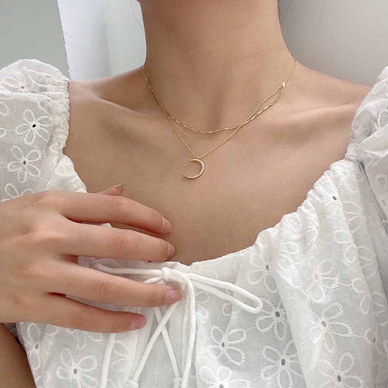 Dây chuyền mặt trăng khuyết thời trang kiểu Hàn thanh lịch