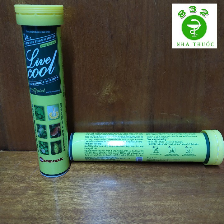 VIÊN SỦI THANH NHIỆT LIVECOOL HƯƠNG DƯA GANG tuýp 16 viên