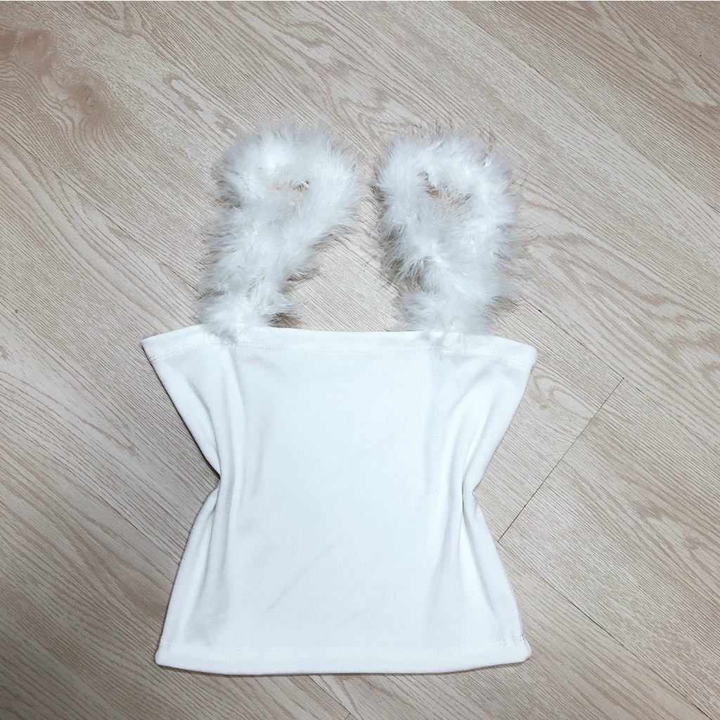 Áo hai dây lông vũ siêu xinh alohashop91