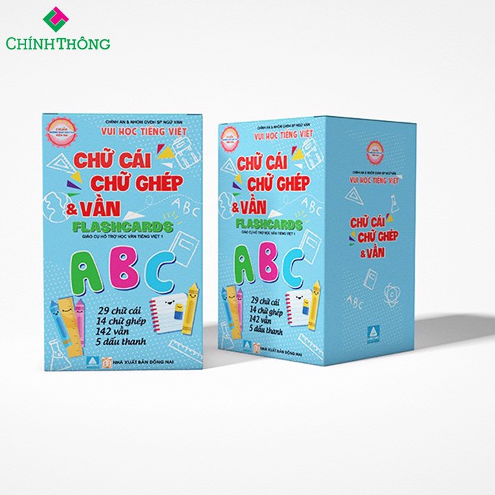 flashcard tiếng việt - chữ cái, chữ ghép và vần in màu 190 thẻ lật 2 mặt 3er