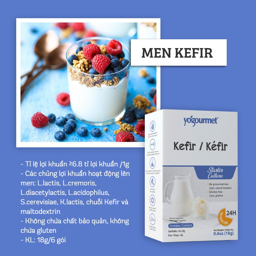 Men Làm Sữa Chua Kefir Hộp 18g
