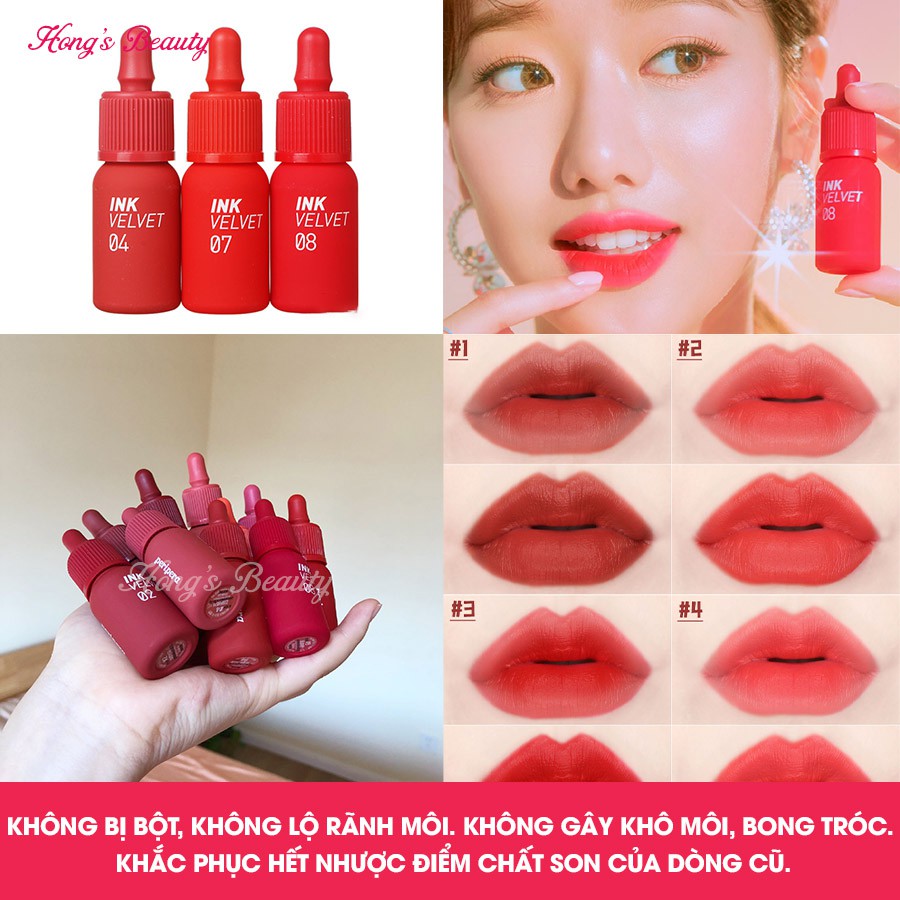 Son kem Peripera Ink Vel.vet Lip Tint siêu lì, bám màu cực tốt và mềm mịn môi - HONG'S BEAUTY