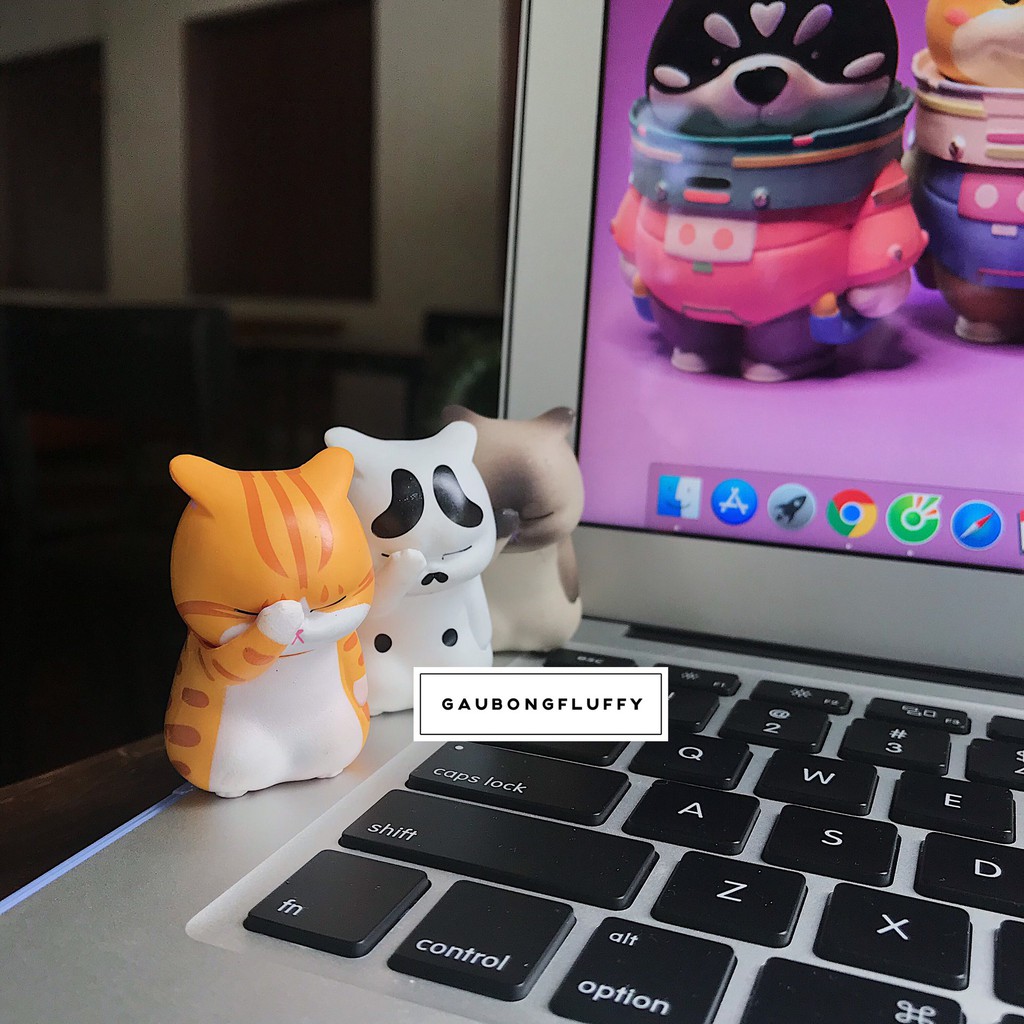 Bộ ba Tượng mèo che mặt cạn lời cute [ Set 3 con có bán lẻ ]