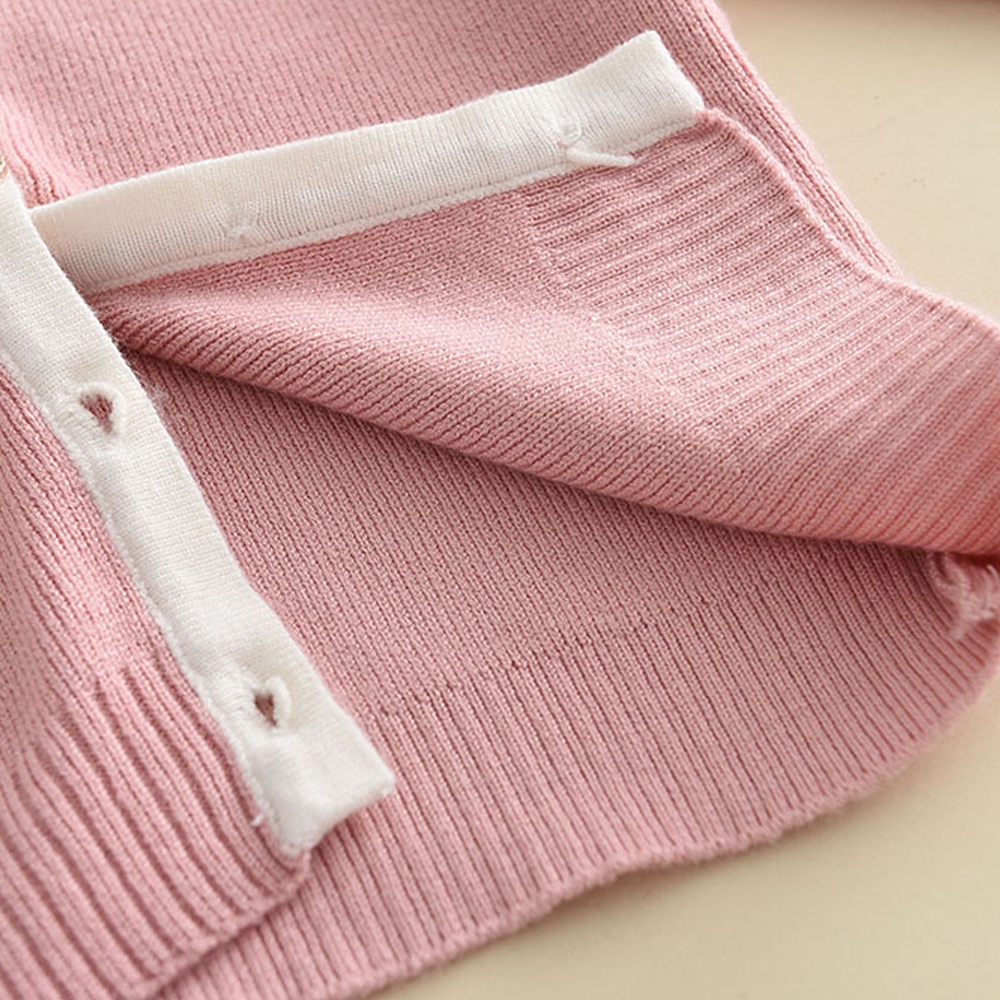 Bộ đồ BEAR LEADER gồm áo khoác cardigan len và chân váy xếp ly sọc caro thời trang mùa thu dành cho bé 3-7 tuổi