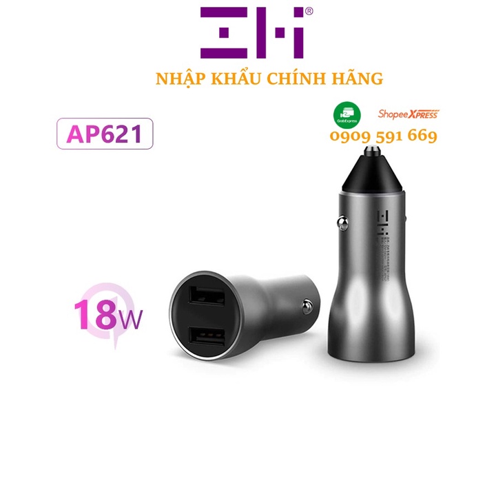 Củ Sạc Nhanh Ô Tô ZMI AP621 2 Cổng 18W hoặc Xiaomi 2 cổng USB 37W