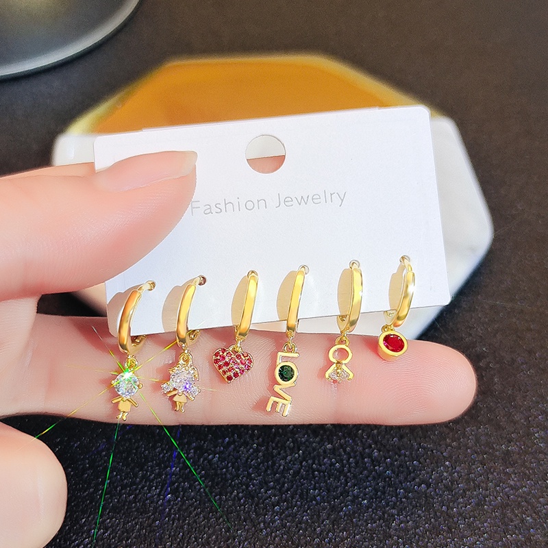 Set 6 khuyên tai JIUDUOLAN mạ vàng nhiều kiểu dáng khác nhau thời trang sang trọng dành cho nữ