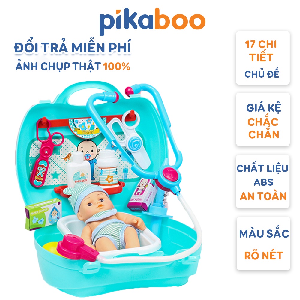 Đồ chơi nhập vai bác sĩ cho bé Pikaboo cao cấp 17 chi tiết thiết kế từ nhựa ABS cao cấp an toan cho trẻ em