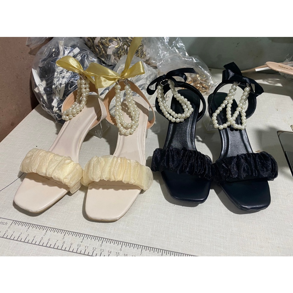 Sandal cao gót nữ Quai voan gót trong 5phân hot Trend 2022 / Shop online hahoi ,giày cao gót nữ Quai Voan phối nơ xinh