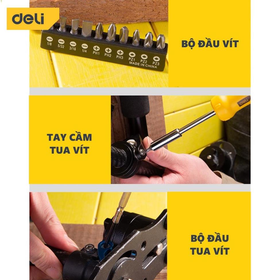 Bộ Dụng Cụ Sửa Chữa Đa Năng 31 Chi Tiết Deli Cao Cấp - Sử Dụng Nhiều Mục Đích, Tiện Dụng Cho Mọi Gia Đình - DL5972 .