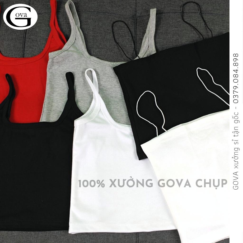 Áo croptop 2 dây sợi bún thun gân kiểu sexy body dáng ôm nữ, Áo thun hai dây đẹp GOVA