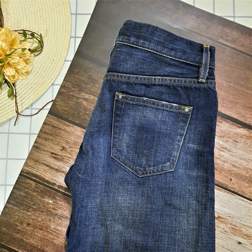 Quần jean rách UNIQLO màu xanh  - Thanh lý cá nhân quần bò rách hiệu - Pass quần jean cá tính- Xanh2-QB