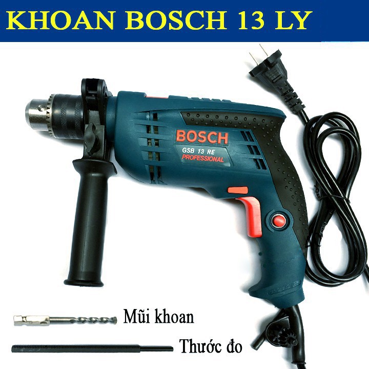 Tặng mũi khoan - Máy khoan cầm tay Bosch GBS 13 Re, khoan tường, khoan bê tông, khoan sắt, khoan gỗ 13 ly
