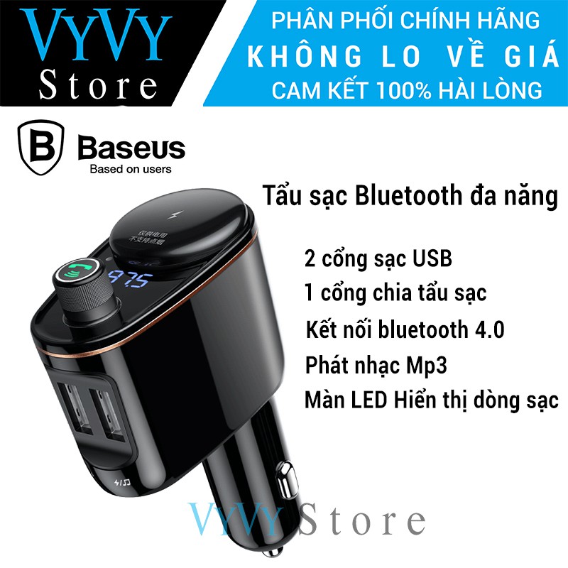 Tẩu sạc USB trên xe hơi Baseus hỗ trợ kết nối Bluetooth, nhe nhạc mp3 thumbnail