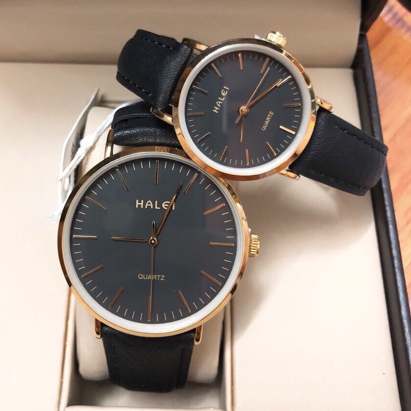 Đồng Hồ Đôi Nam Nữ HALEI Dây Da Tình Yêu Vĩnh Cửu