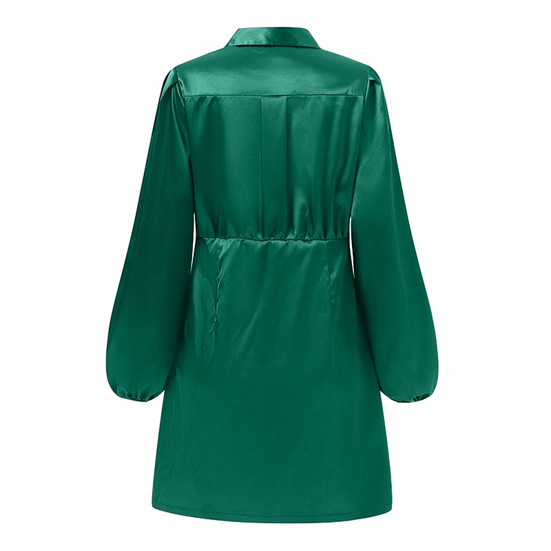 Đầm mini Zanzea vải satin tay phồng dáng ôm thời trang cho nữ