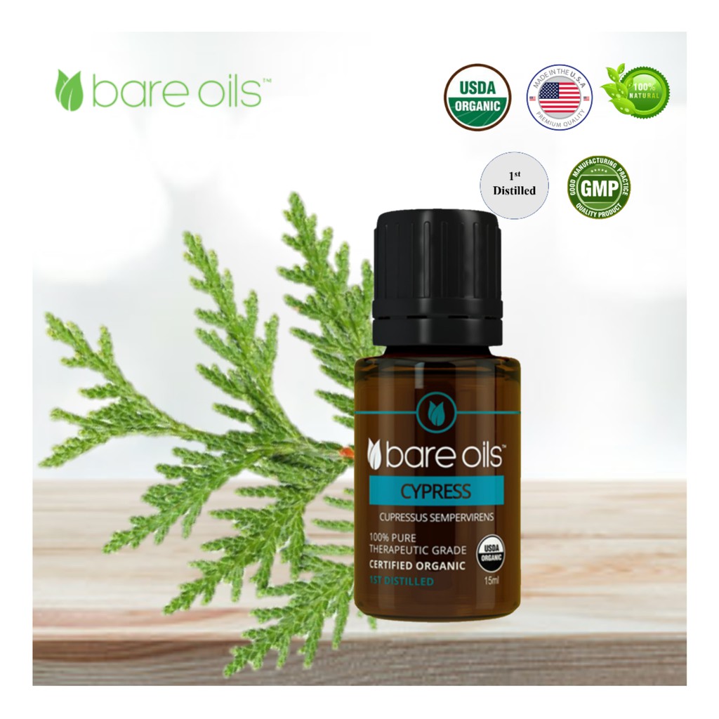 Tinh dầu trắc bách diệp - Cypress Essential Oil (Tinh dầu hữu cơ Bare Oils - USDA Organic) 15ml