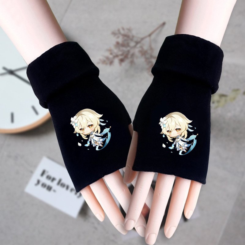 Găng tay len in hình NHÂN VẬT GENSHIN IMPACT anime chibi game ấm áp M1