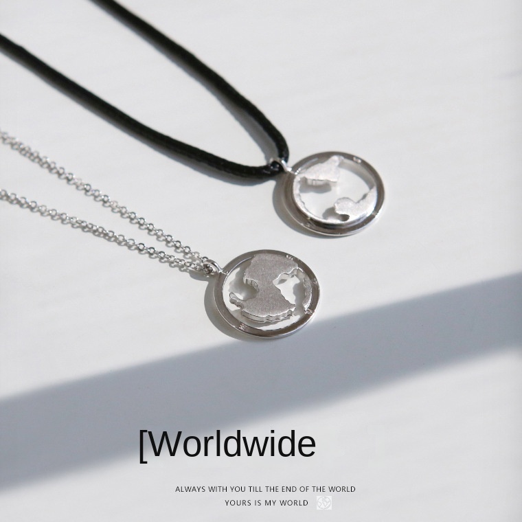 Vòng cổ Hai Trong Một Mặt Bản Đồ Khâu Xương Quai Xanh Đơn Giản Dành Cho Cặp Đôi