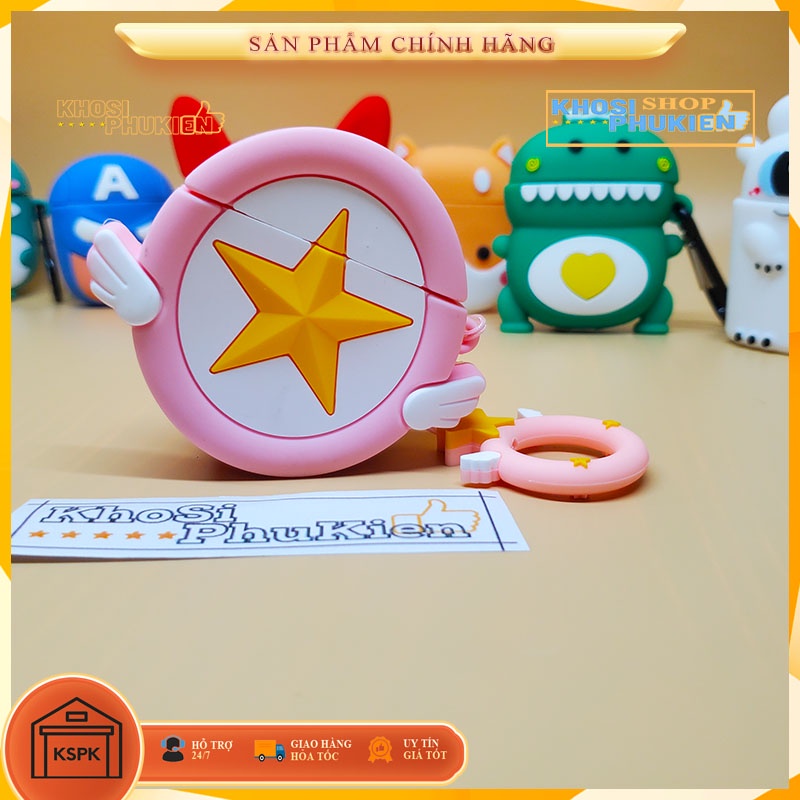 Vỏ bảo vệ bao đựng tai nghe airpod- Phân loại màu Hồng  [bao gồm nhiều hình]  - Tặng móc treo