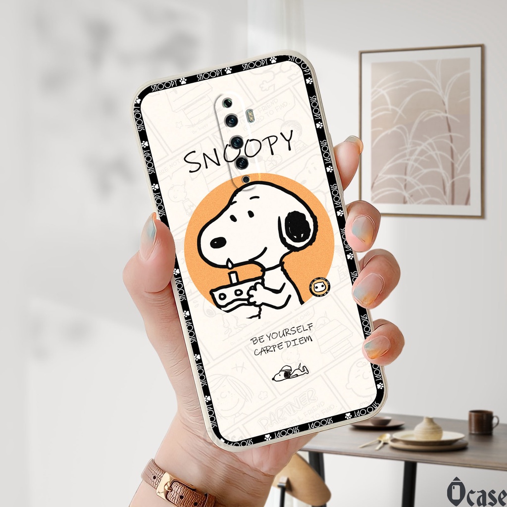 Ốp lưng Oppo Reno 2 / 2F / 2Z in hình chú chó dễ thương cạnh viền vuông có bảo vệ camera