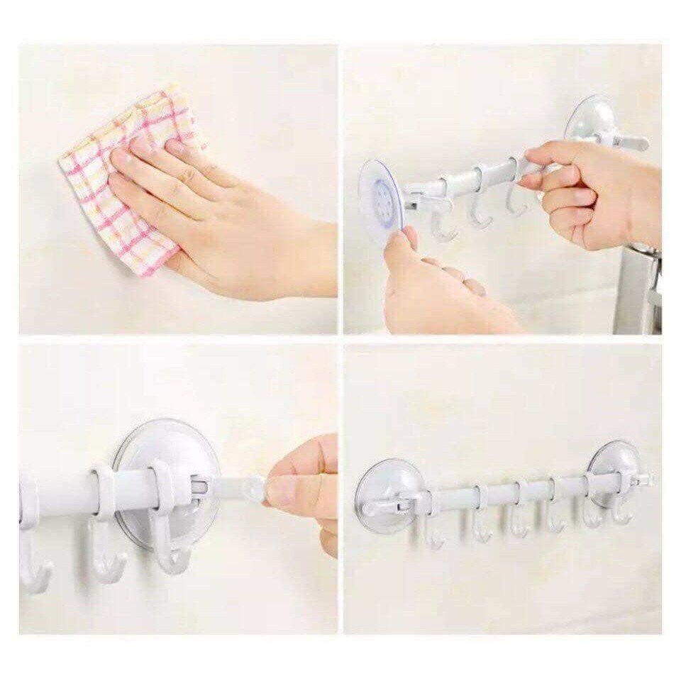 COMBO 3 THANH HÚT CHÂN KHÔNG 2 ĐẦU 6 MÓC TREO GẮN TƯỜNG