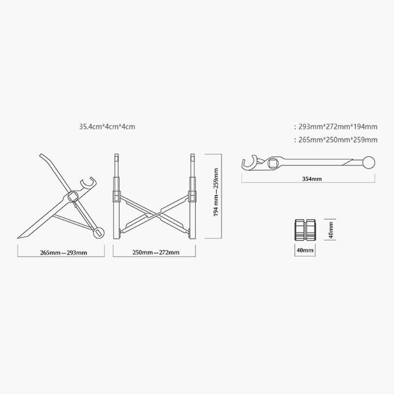 Alli Portable K2 Laptop Stand Adjustable Folding Lapdesk Laptop Holder Notebook Bracket for Home Office Use Supplies